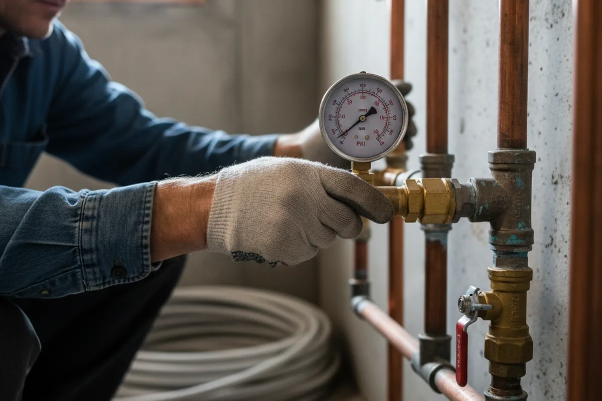 Pressure testing a repaired line during Water Line Repair in Moweaqua